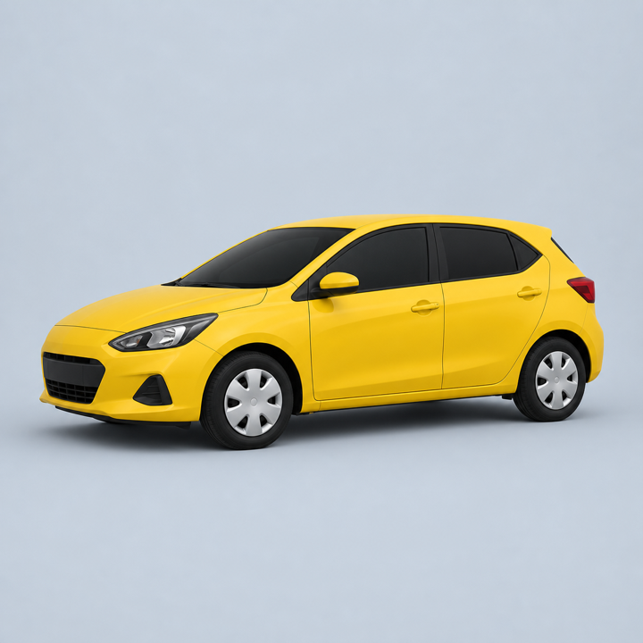 Before and actual background removal result for a yellow compact car