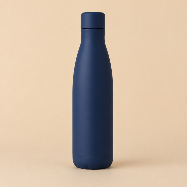 Before and actual background removal result for a blue water bottle